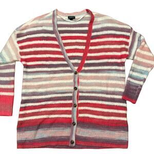 Torrid Pink, White, Blue Stripe Button Front Cardigan Sweater Size Large